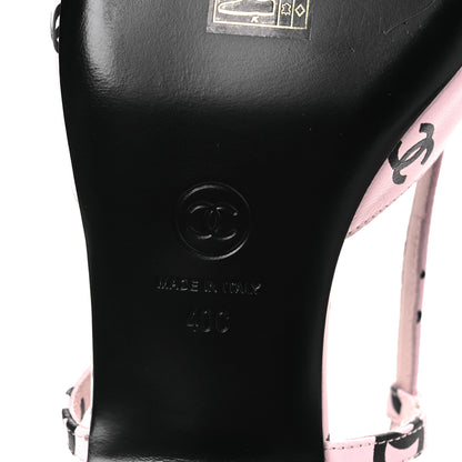 Chanel Printed Lambskin Coco Beach Sligback Sandals 40 Light Pink Black 17 of 22