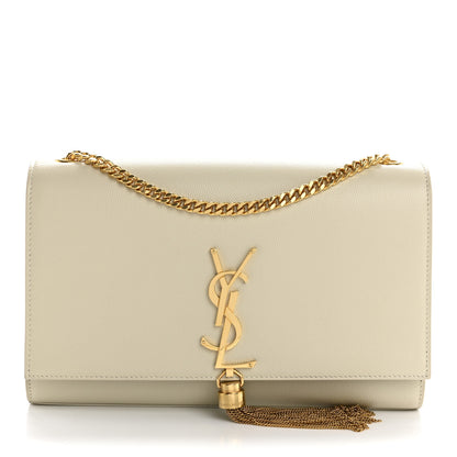 Saint Laurent Grain De Poudre Calfskin Medium Classic Monogram Kate Tassel Satchel Crema Soft 1 of 12