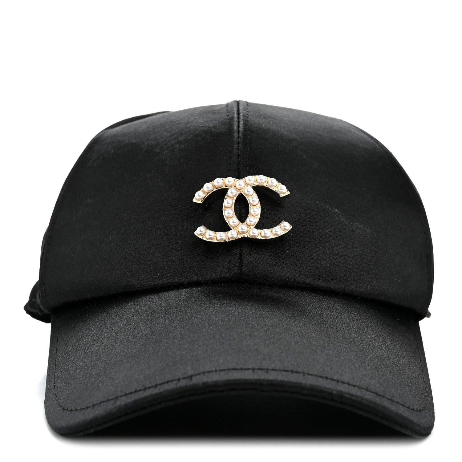 Chanel Silk Pearl CC Cap Hat Black 3 of 10