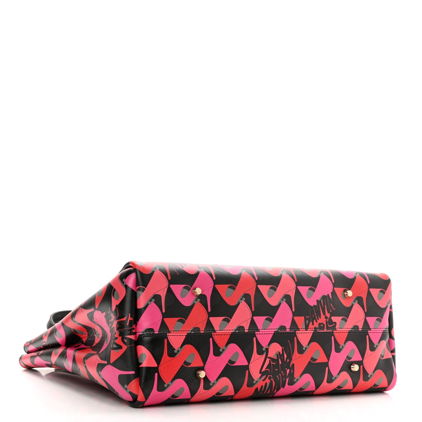 Calfskin Shoe Printed Small Shopper Black