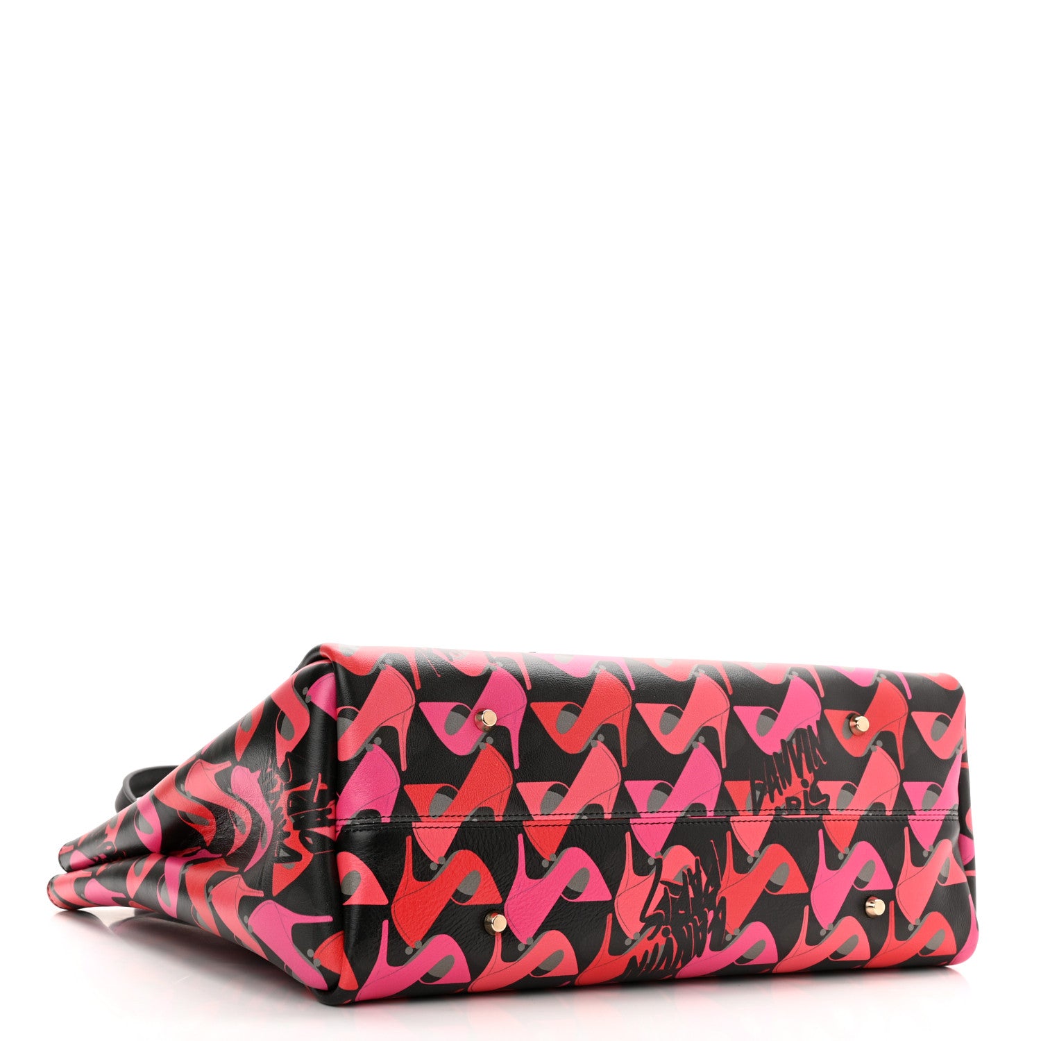 Lanvin Calfskin Shoe Printed Small Shopper Black 4 of 10