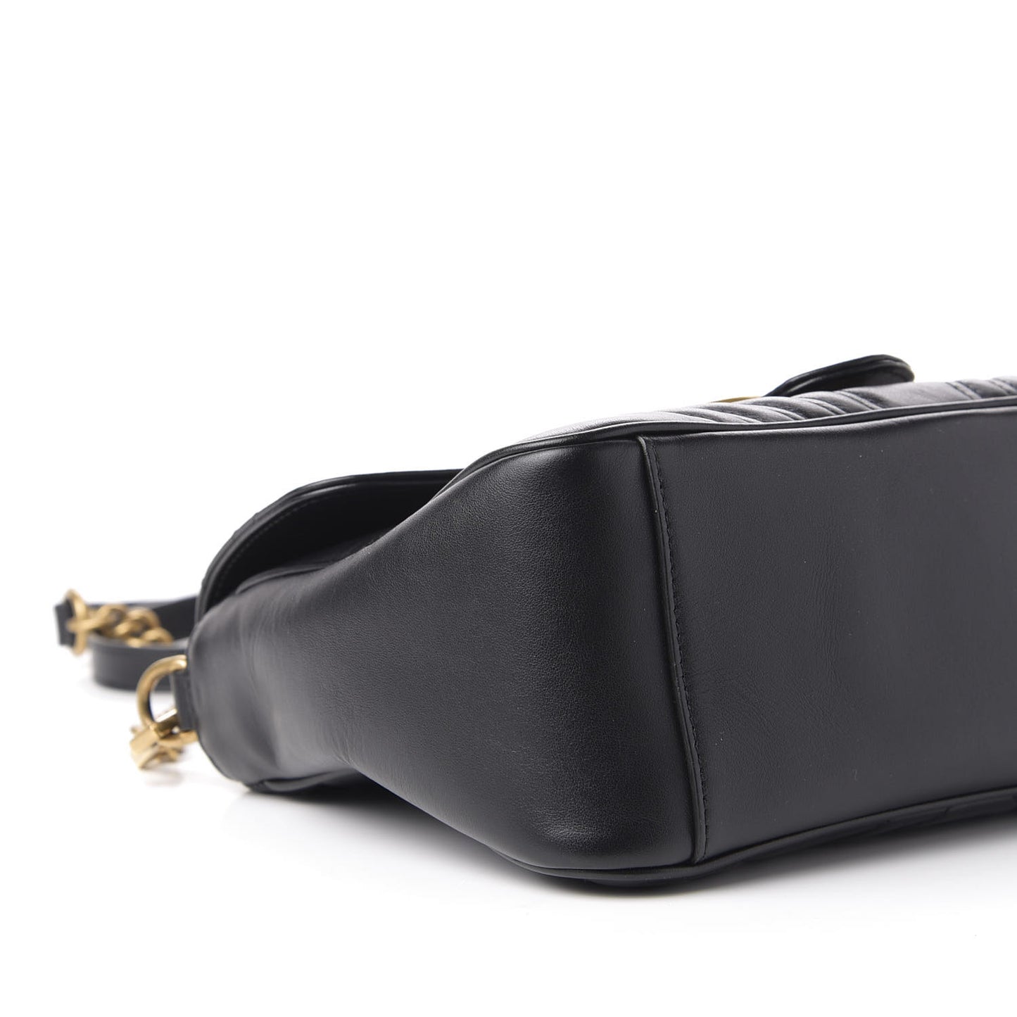 Calfskin Matelasse Small GG Marmont Top Handle Shoulder Bag Black