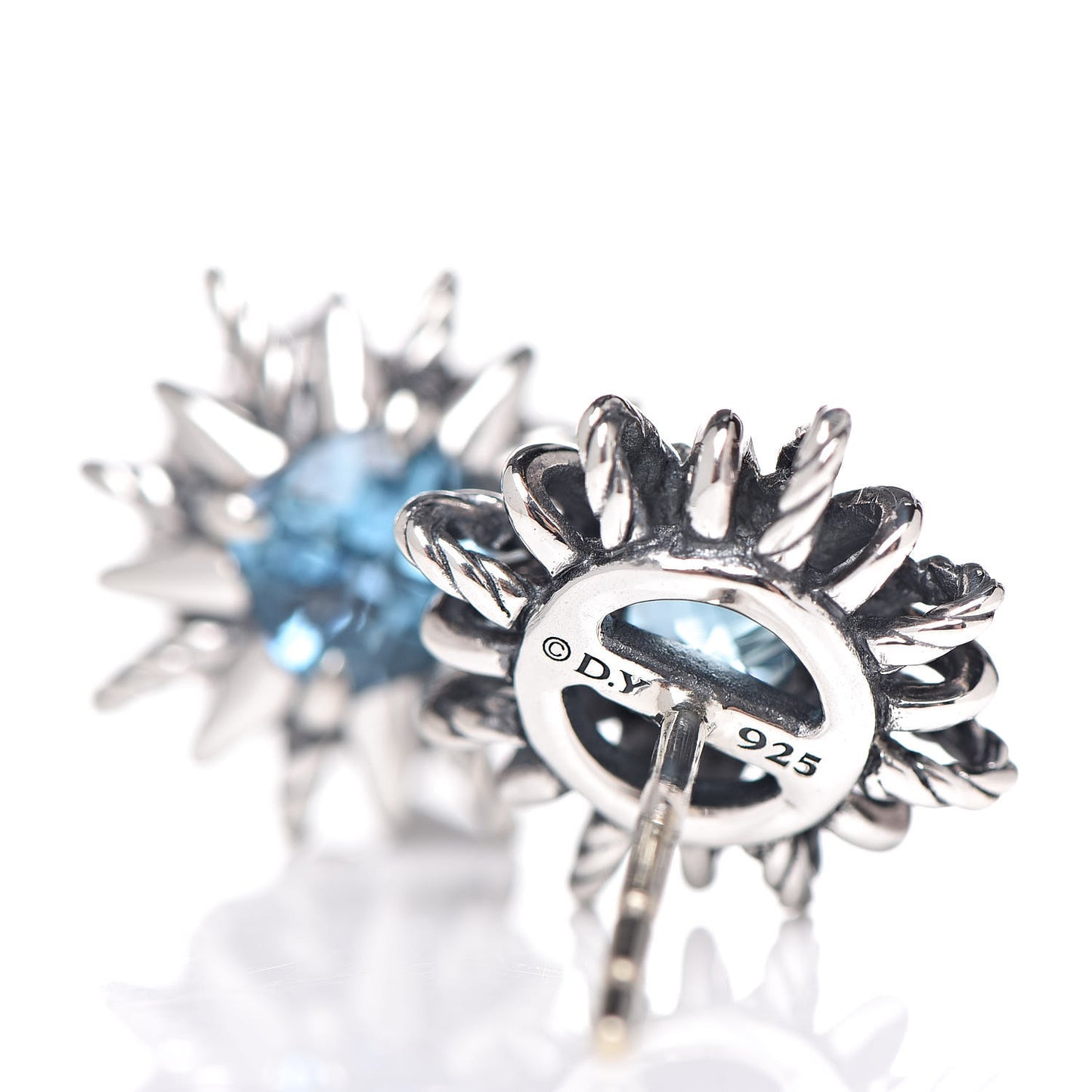 Sterling Silver Blue Topaz Starburst Stud Earrings