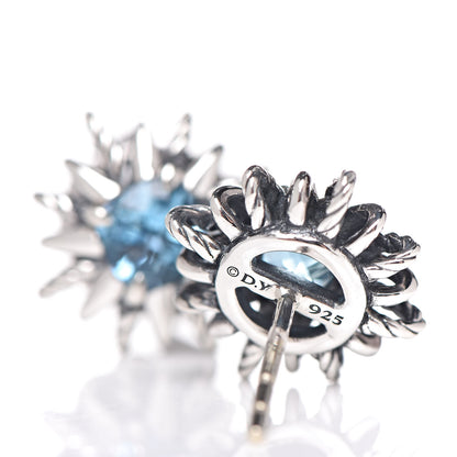 David Yurman Sterling Silver Blue Topaz Starburst Stud Earrings 4 of 4