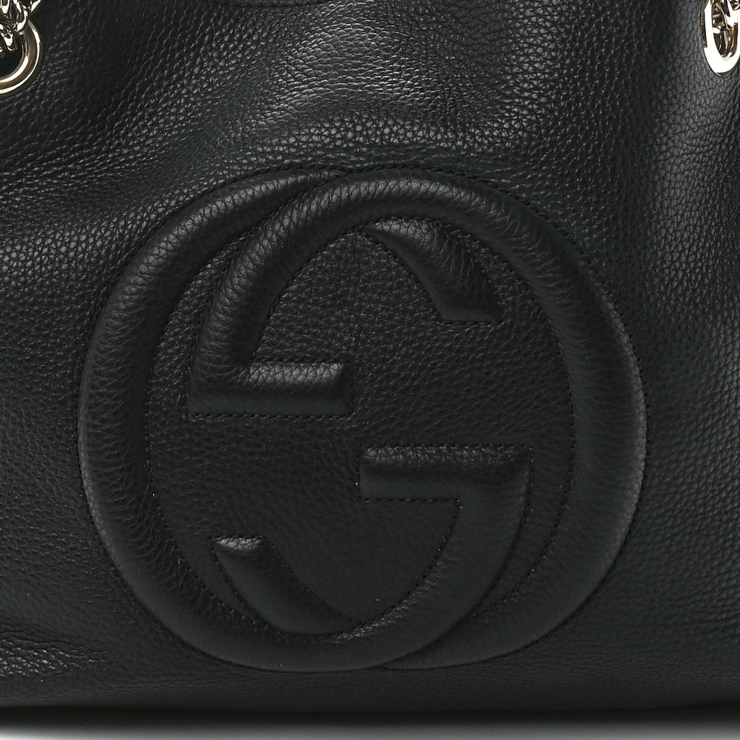 Pebbled Calfskin Medium Soho Chain Shoulder Bag Black