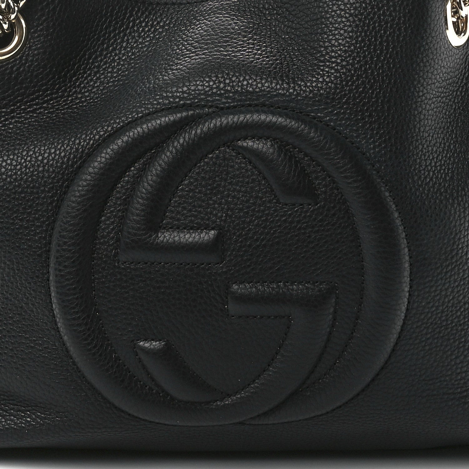 Gucci Pebbled Calfskin Medium Soho Chain Shoulder Bag Black 9 of 12