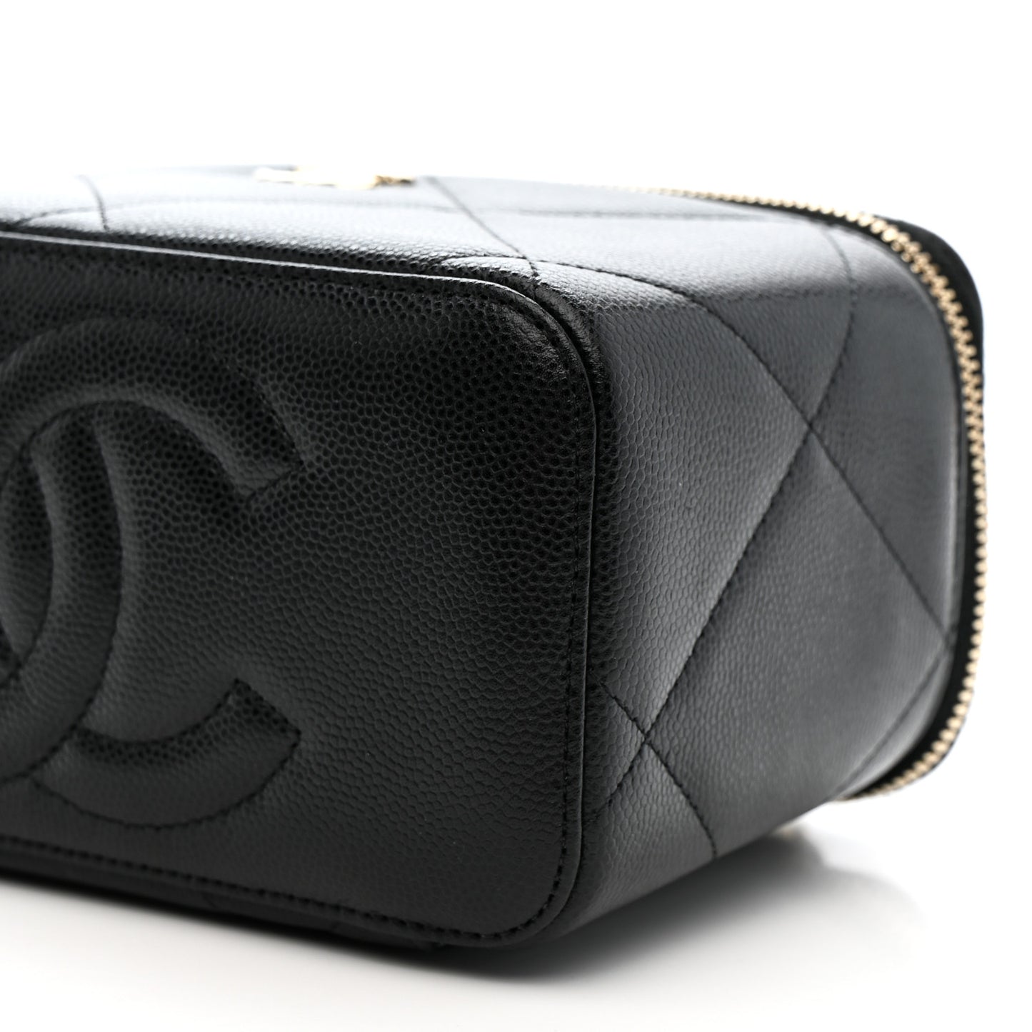 Caviar Quilted Top Handle Long Vanity Black