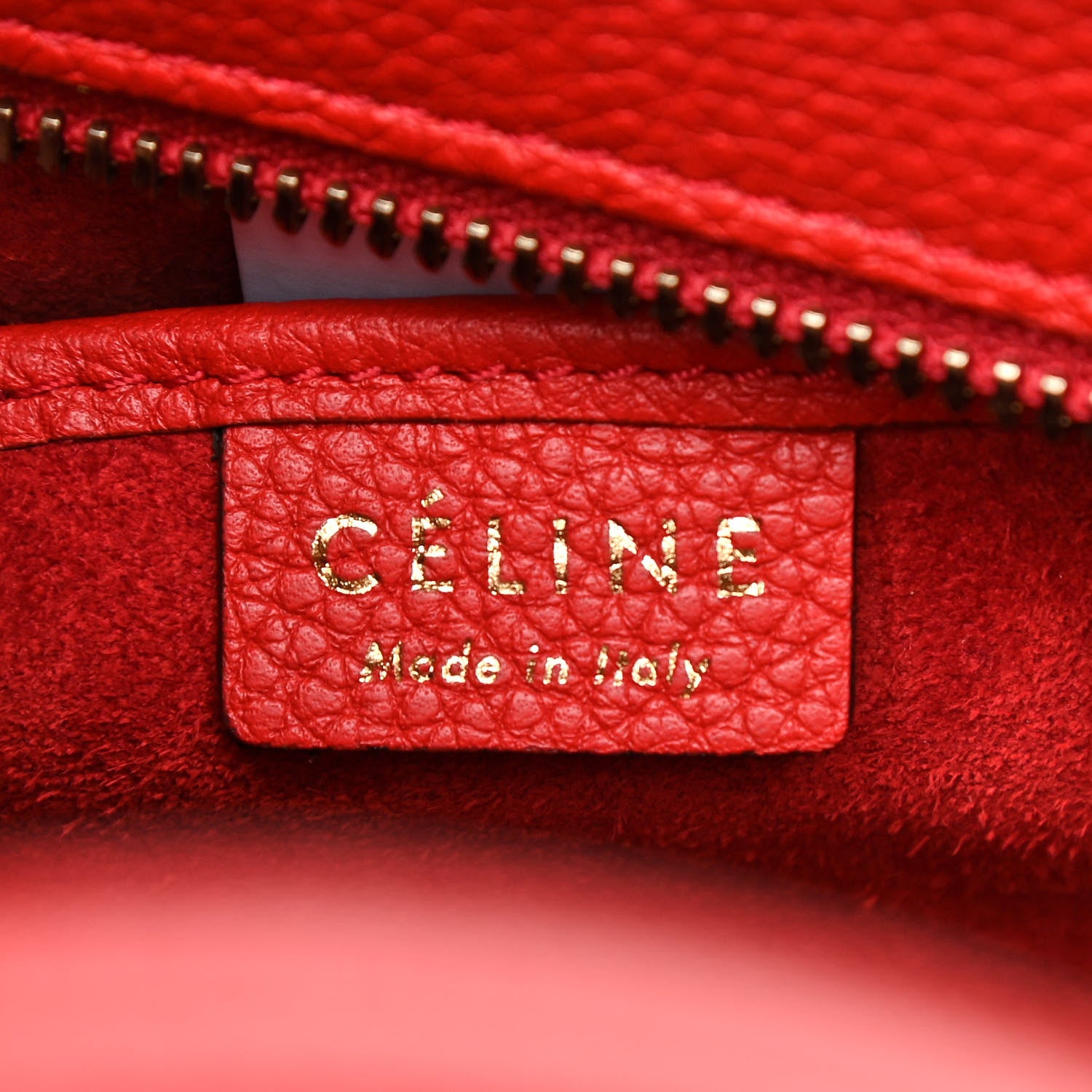 Celine Drummed Calfskin Nano Luggage Coquelicot 6 of 10