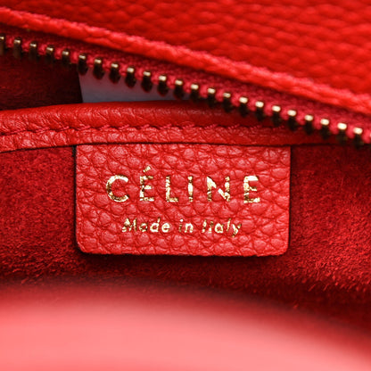 Celine Drummed Calfskin Nano Luggage Coquelicot 6 of 10