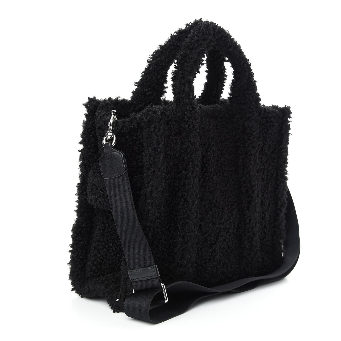Polyester Cotton Medium The Teddy Traveler Tote Bag Black