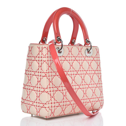 Christian Dior Lambskin Patent Cannage Medium Lady Dior Beige Multicolor 3 of 8