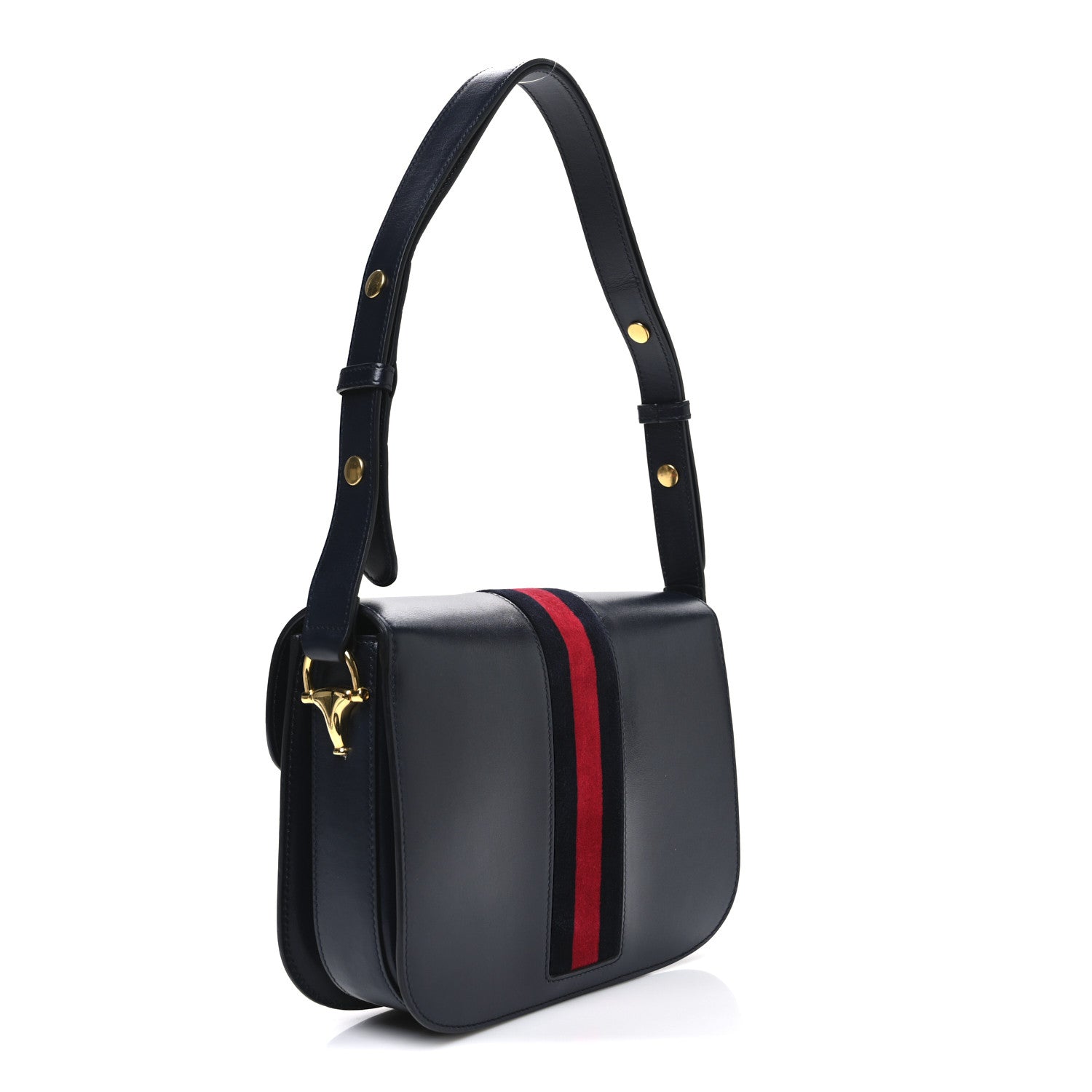Gucci Calfskin Velvet Web Horsebit 1955 Shoulder Bag Blue 3 of 11