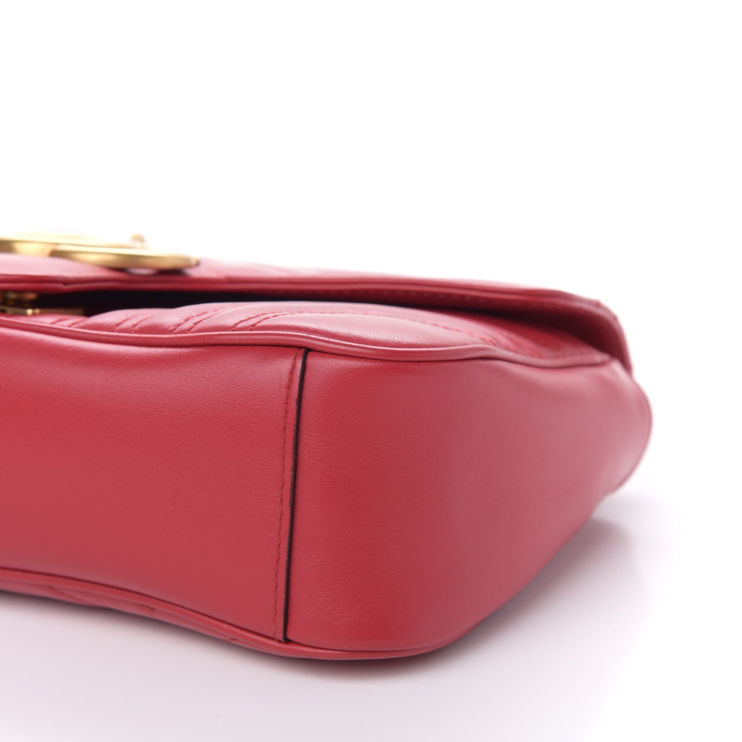 Calfskin Matelasse Small GG Marmont Shoulder Bag Hibiscus Red
