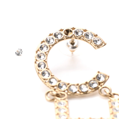 Chanel Crystal Cha-Nel Logo Drop Earrings Gold 6 of 6