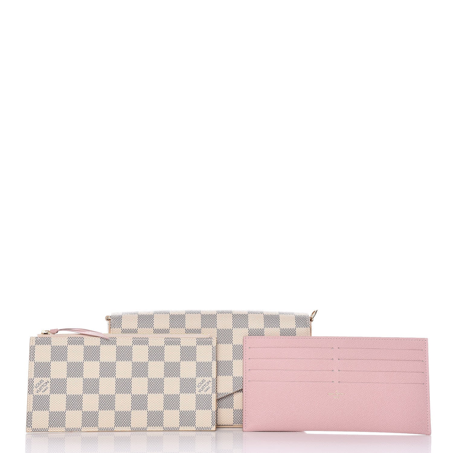 Louis Vuitton Damier Azur Pochette Felicie Chain Wallet Rose Ballerine 2 of 11