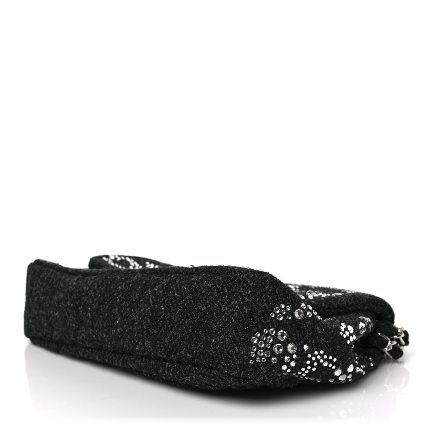 Tweed Swarovski Crystal Leopard Jumbo Flap Black