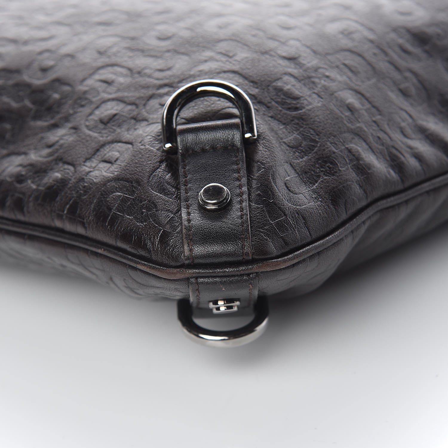 Gucci Calfskin Horsebit Embossed Abbey Messenger Dark Brown 11 of 13