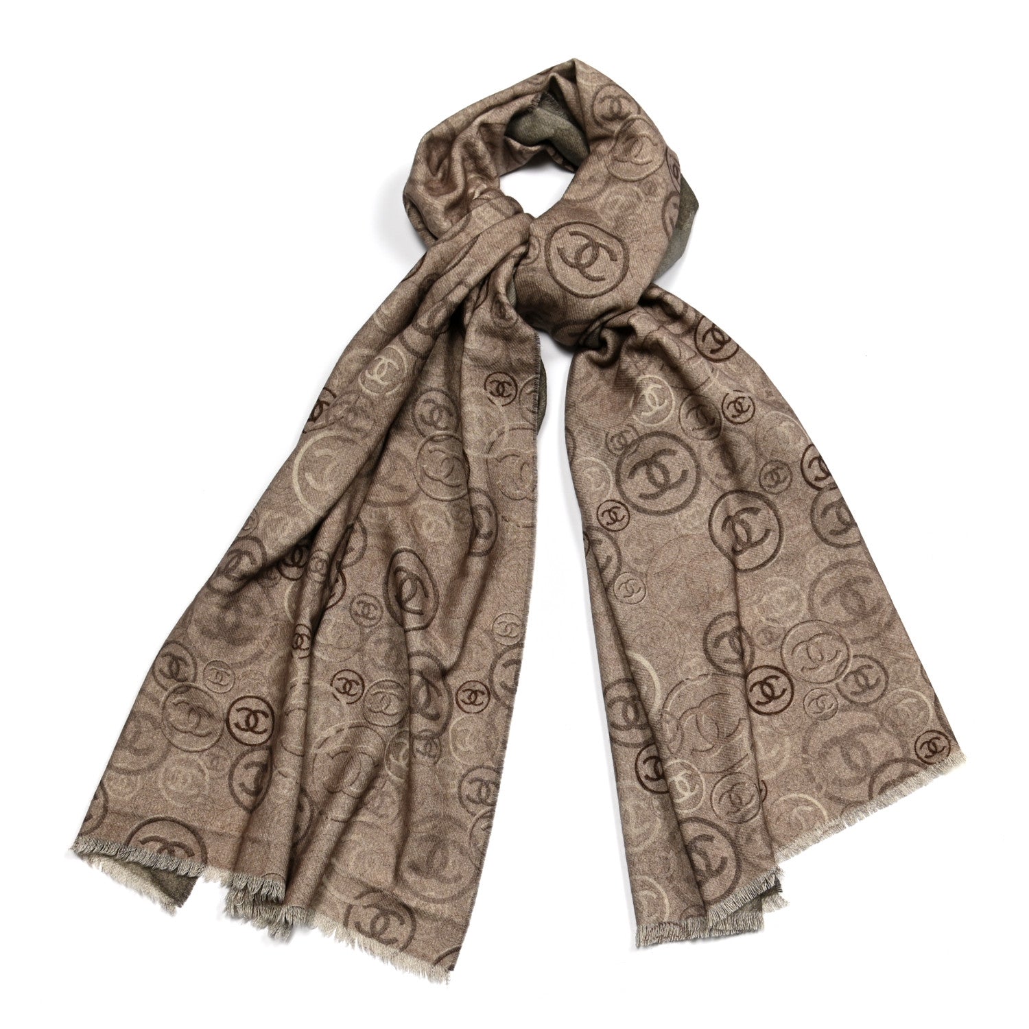 Chanel Cashmere CC Map Reversible Stole Beige 1 of 3