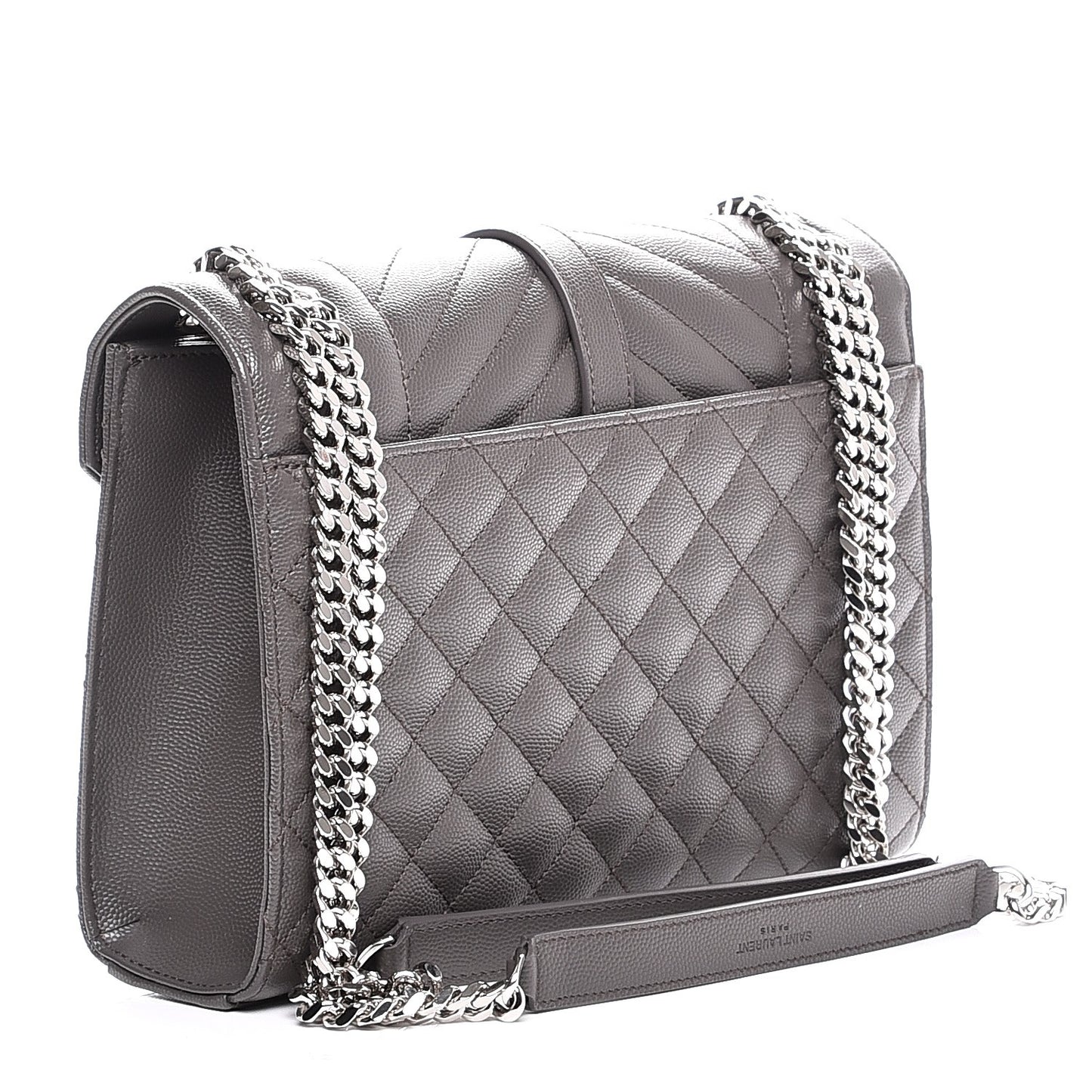 Grain De Poudre Textured Mixed Matelasse Medium Triquilt Monogram Satchel Earth