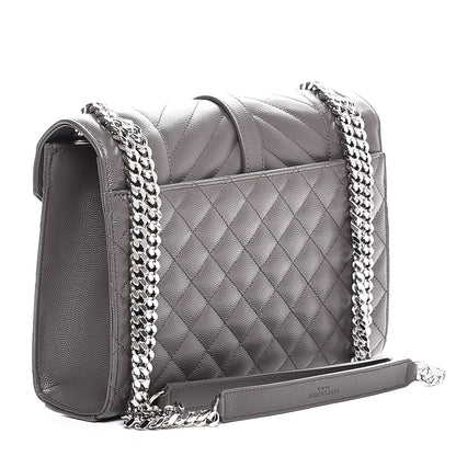 Saint Laurent Grain De Poudre Textured Mixed Matelasse Medium Triquilt Monogram Satchel Earth 3 of 7