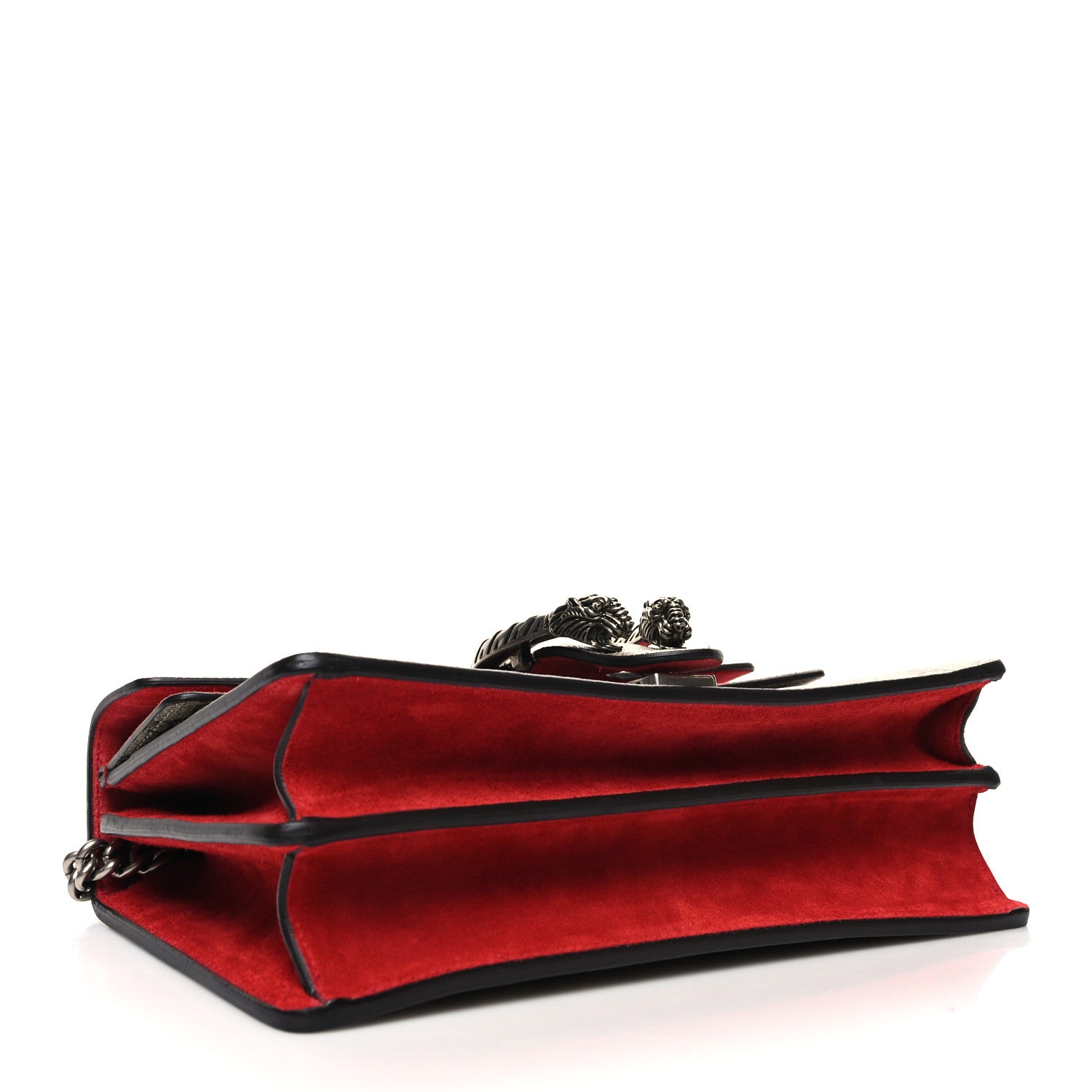 Gucci GG Supreme Monogram Suede Small Dionysus Shoulder Bag Beige Ebony Vulcanic Red 4 of 11