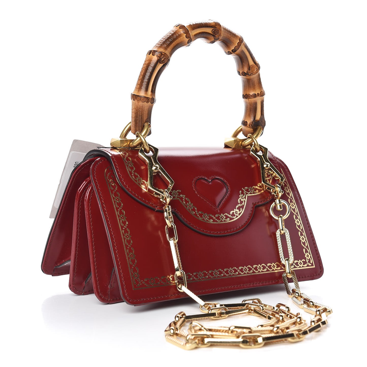 Calfskin Lisse Cornice Crystal Mini Thiara Top Handle Bag Cerise Red Gold Multicolor