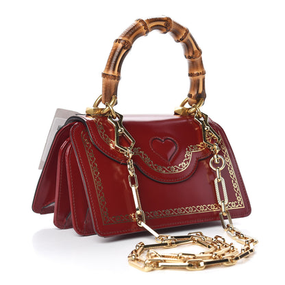 Gucci Calfskin Lisse Cornice Crystal Mini Thiara Top Handle Bag Cerise Red Gold Multicolor 3 of 10