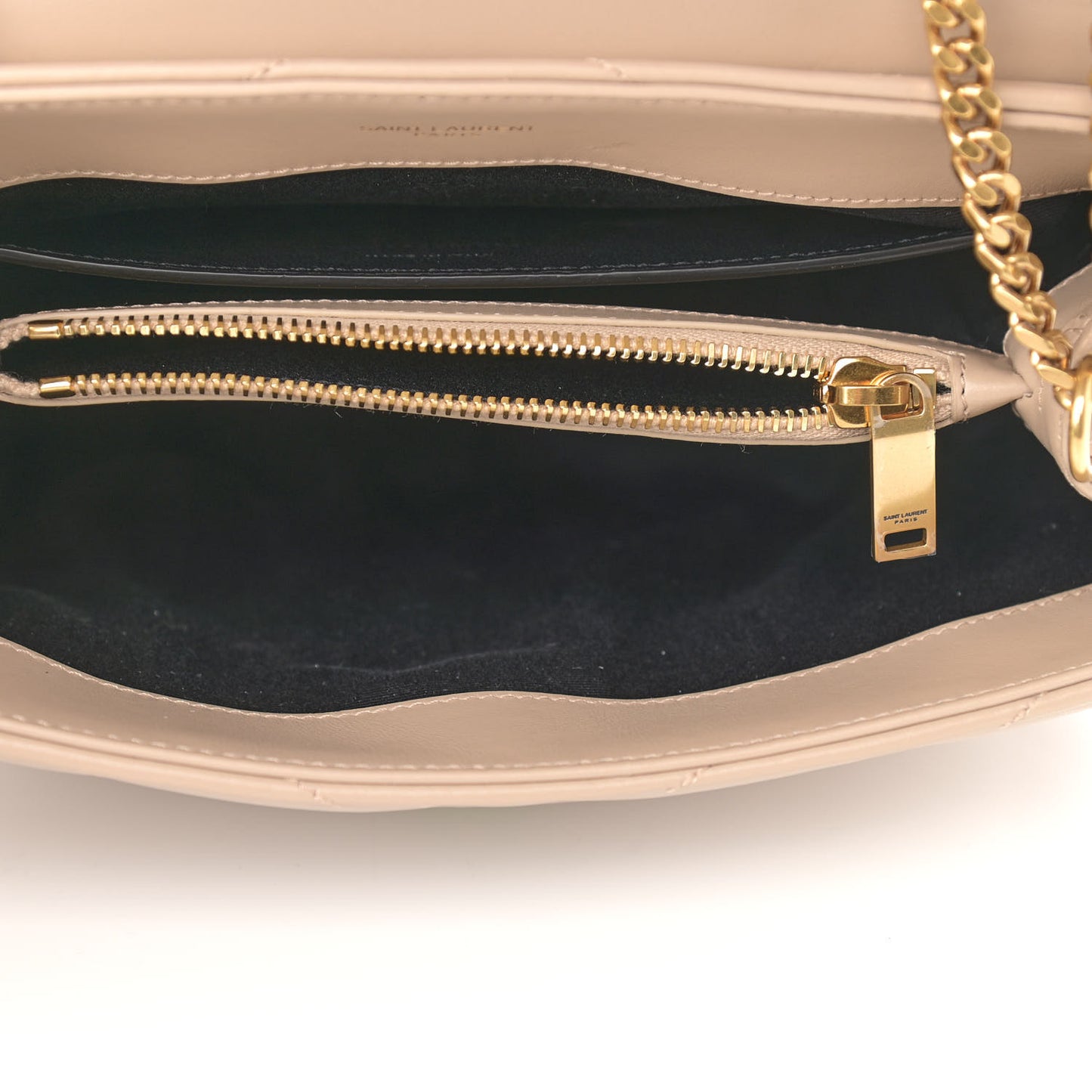 Calfskin Y Quilted Monogram Small Loulou Chain Satchel Dark Beige