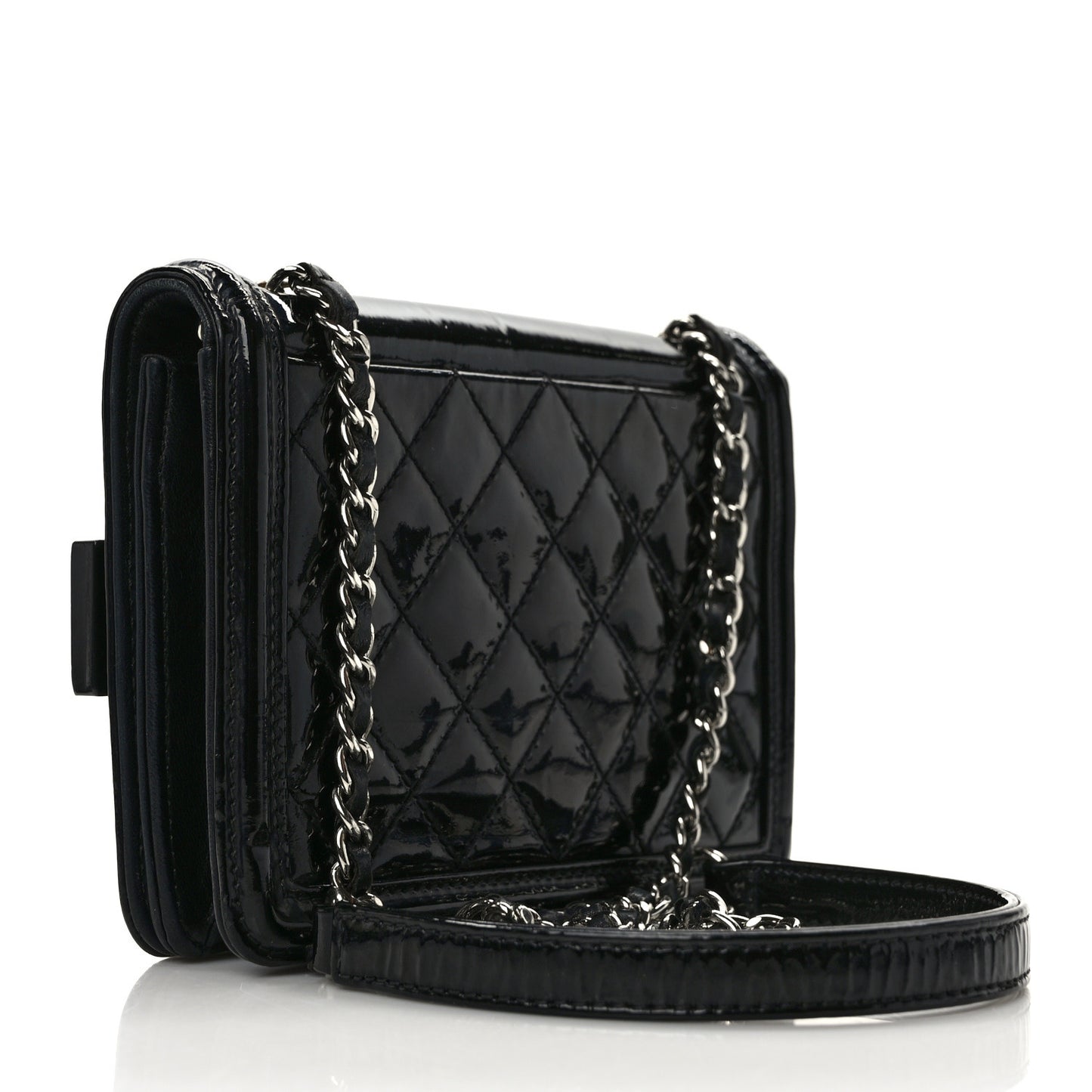 Plexiglass Patent Mini Striped Boy Brick Flap Black White