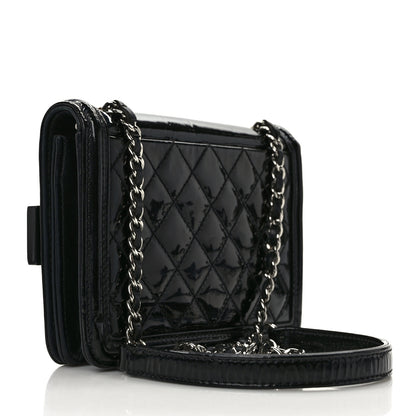 Chanel Plexiglass Patent Mini Striped Boy Brick Flap Black White 3 of 12