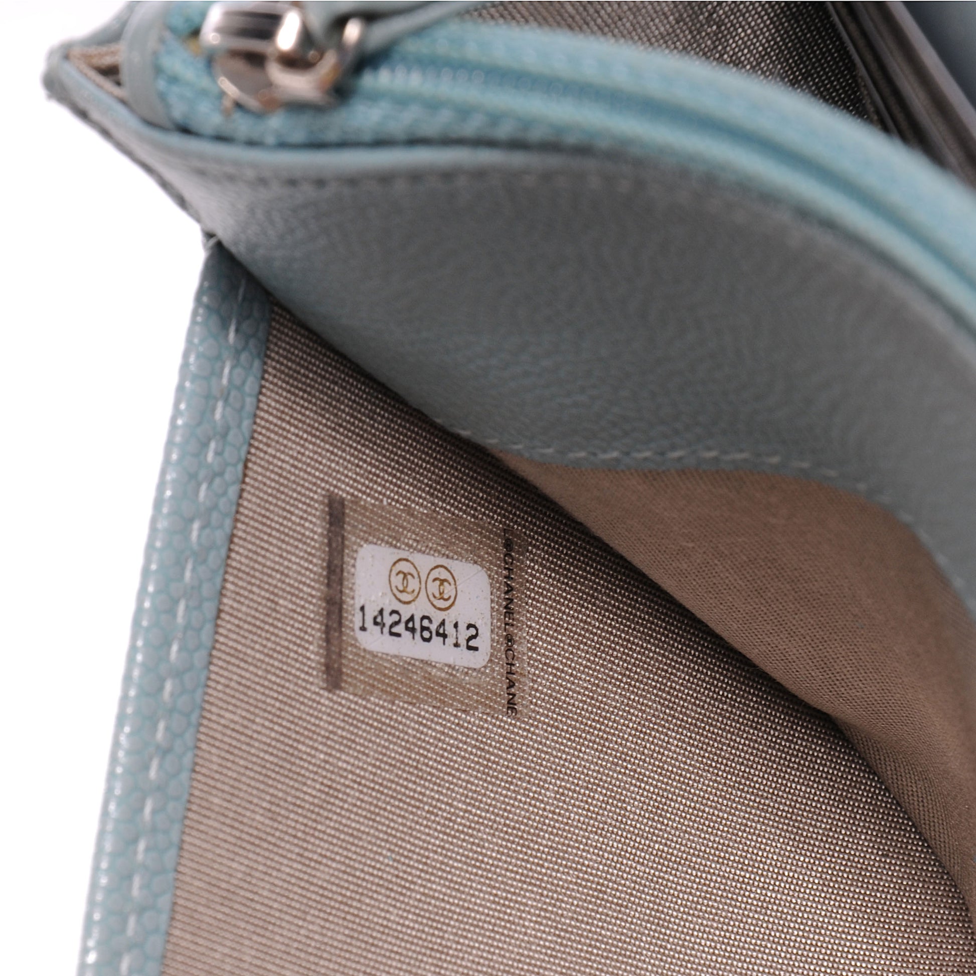 Chanel Caviar Sevruga Wallet on Chain WOC Light Blue 9 of 9