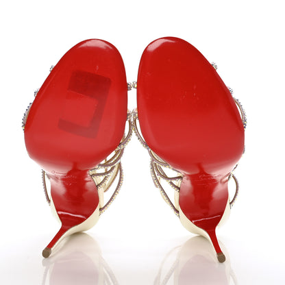 Christian Louboutin Strass Suede Patent Circonvolu 100 Sandals Heels 37 Crystal 5 of 7