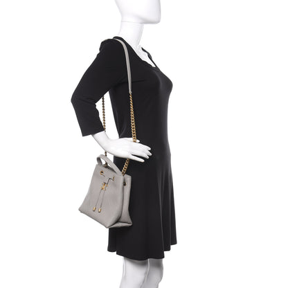 Chanel Grained Calfskin Stitched Small Drawstring Bag Grey 2 of 10