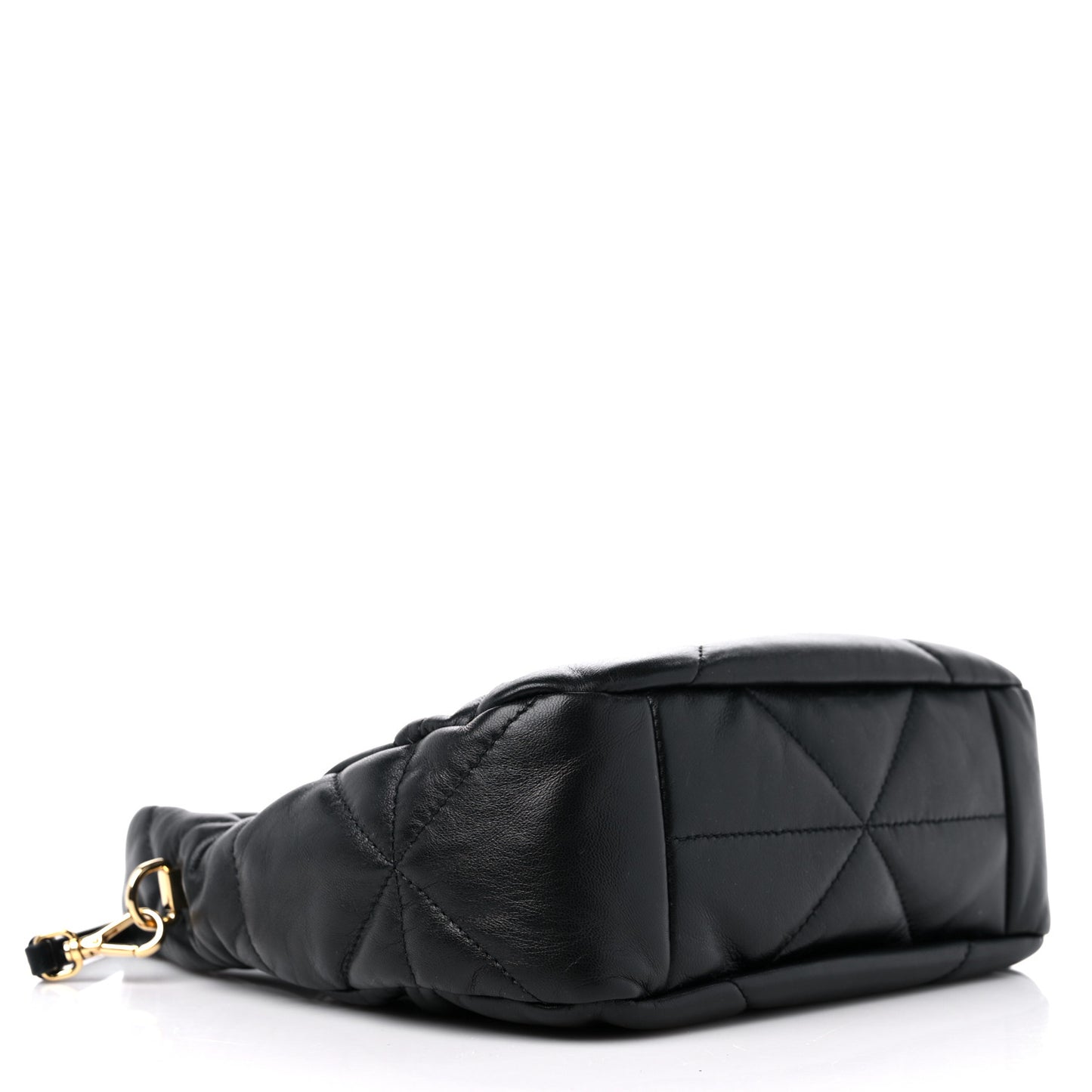 Nappa Triangle Stitched Mini Zippered Hobo Bag Black