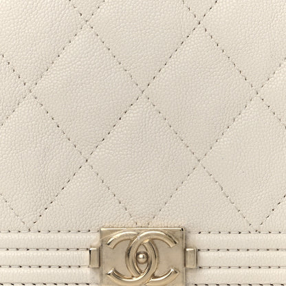 Chanel Caviar Quilted Boy Wallet On Chain WOC White 9 of 13