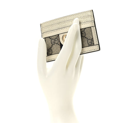 Gucci GG Supreme Monogram Textured Calfskin Web Ophidia Card Holder Beige Ebony Mystic White 2 of 7