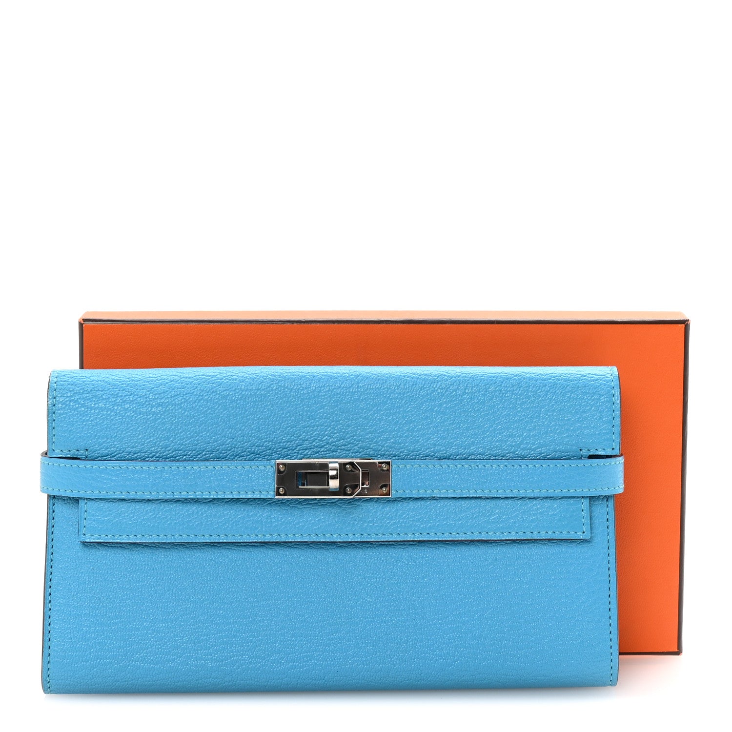 Hermes Chevre Mysore Kelly Longue Wallet Bleu Azteque 1742334
