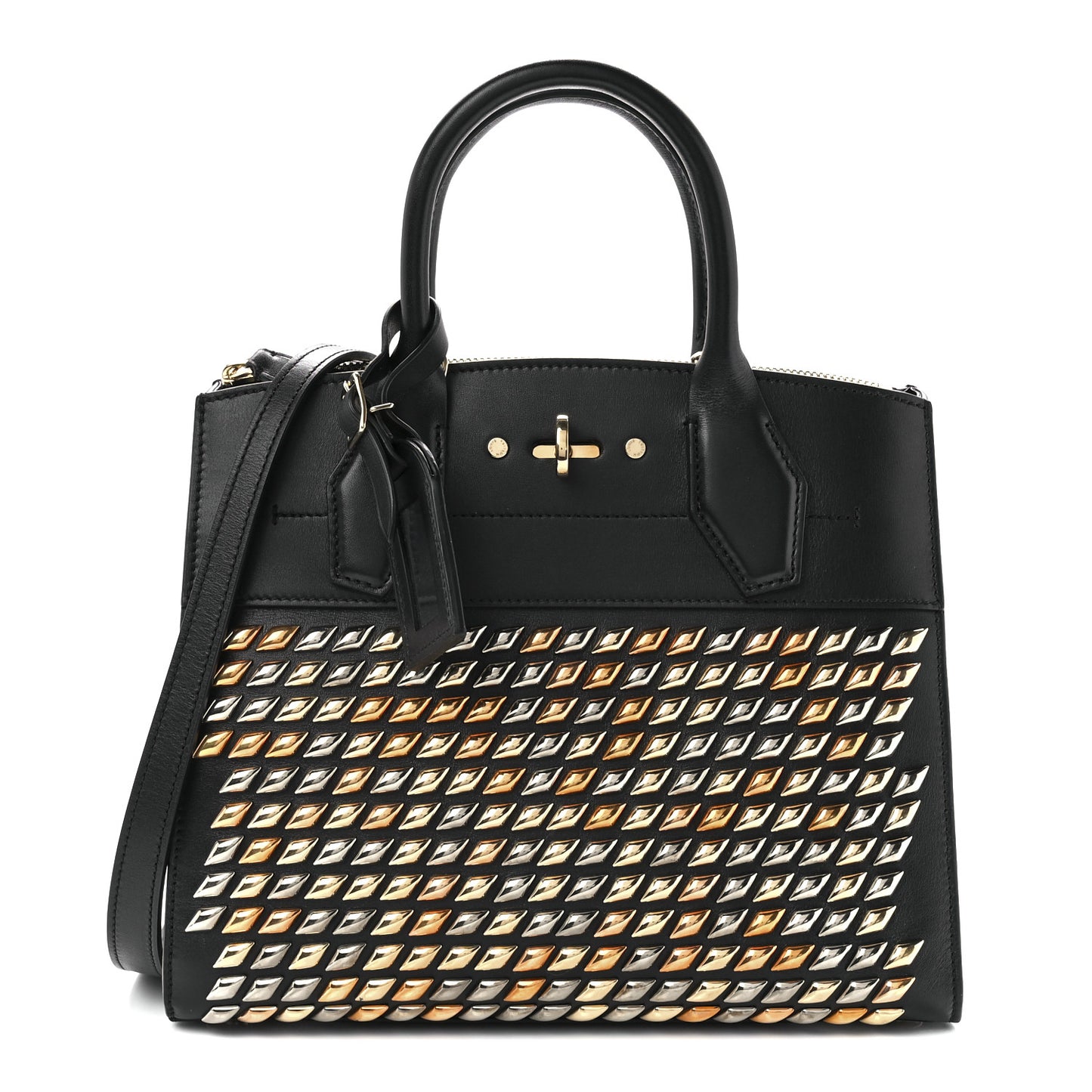 Calfskin Studded City Steamer PM Black