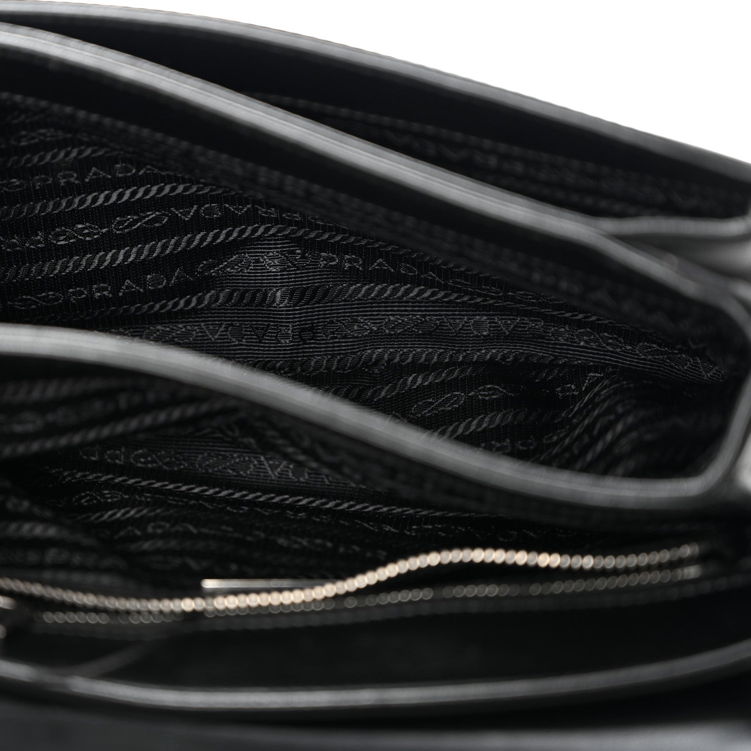 Prada Saffiano Tessuto Nylon Chain Shoulder Bag Black 5 of 10