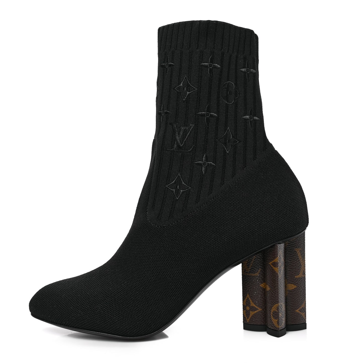 Monogram Stretch Fabric Silhouette Ankle Boots 39.5 Black