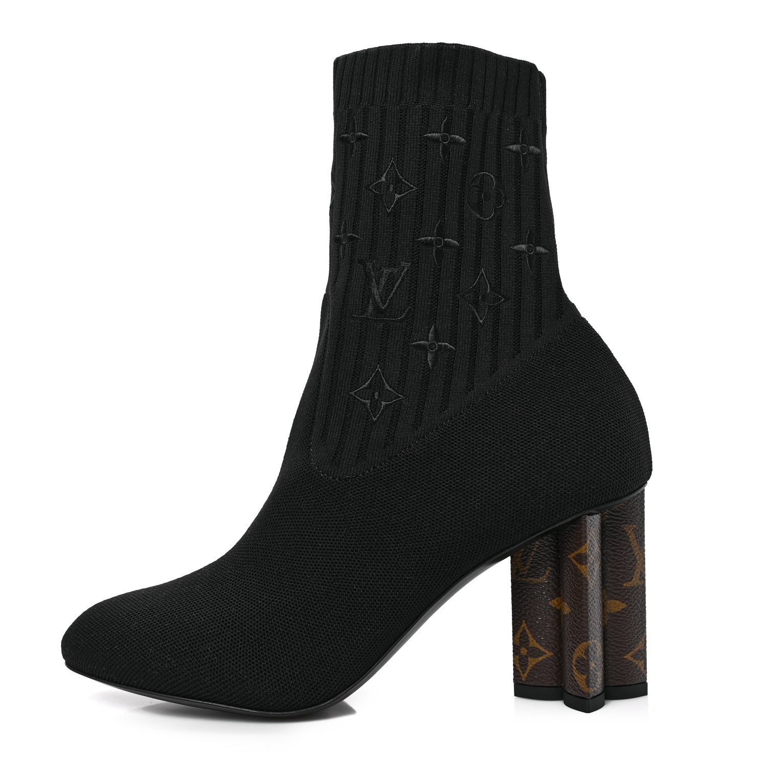 Louis Vuitton Monogram Stretch Fabric Silhouette Ankle Boots 39.5 Black 1 of 6