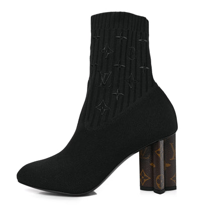 Louis Vuitton Monogram Stretch Fabric Silhouette Ankle Boots 39.5 Black 1 of 6