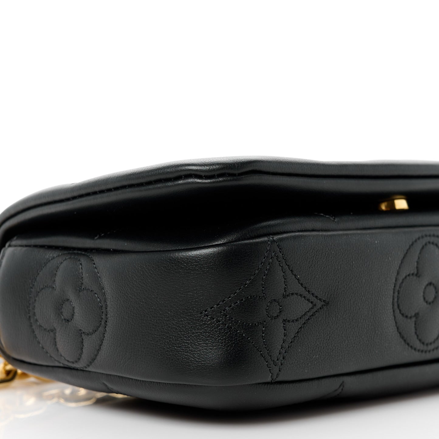 Calfskin Bubblegram Wallet On Strap Black