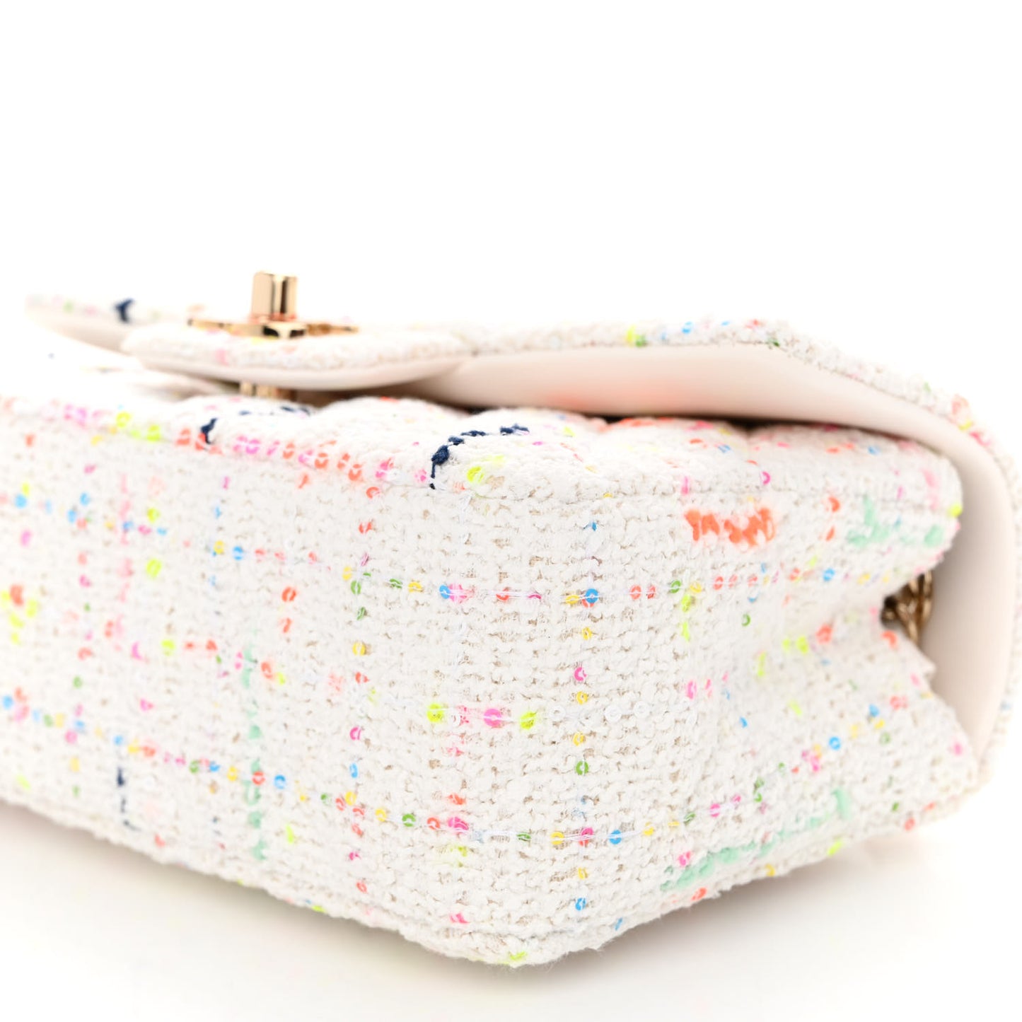 Tweed Mini Rectangular Flap White Multicolor