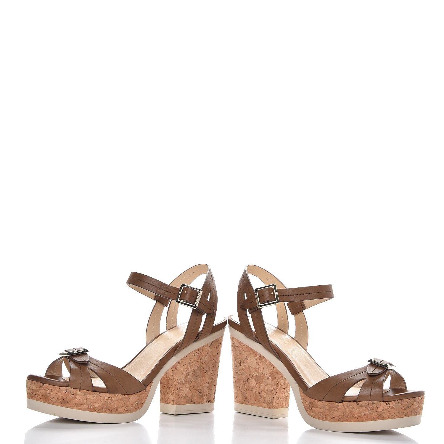 Jimmy Choo Soil Vachetta Nemesis Cork Sandals 38 Brown 6 of 13