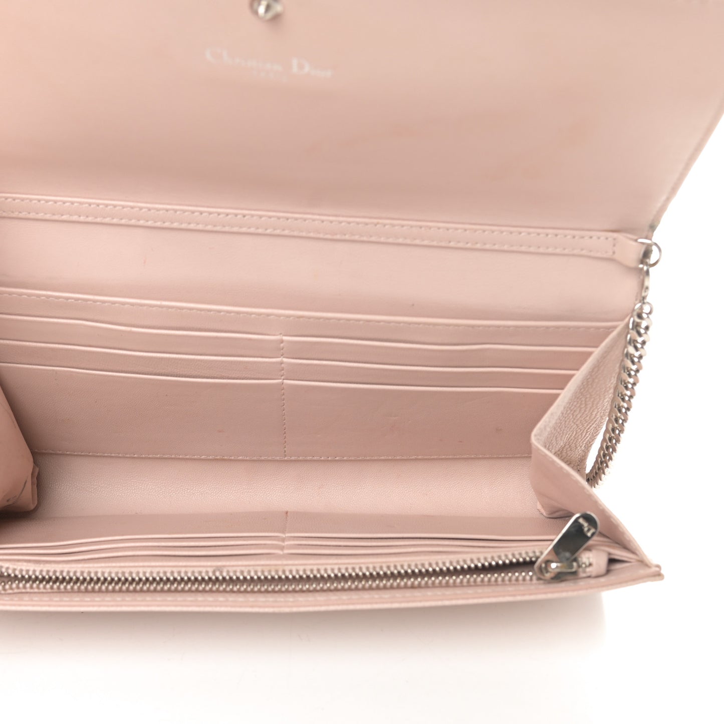 Grained Calfskin Diorama Croisiere Chain Wallet Rose Poudre