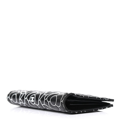 Chanel Lambskin Camellia Embossed Yen Wallet Black 3 of 4