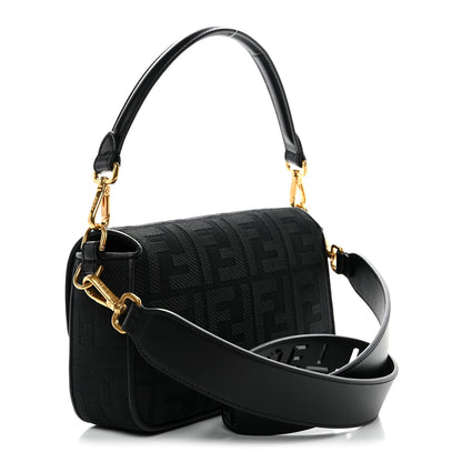 Fendi Canvas Vitello King Extra Strap FF Embroidered Baguette Black 3 of 9