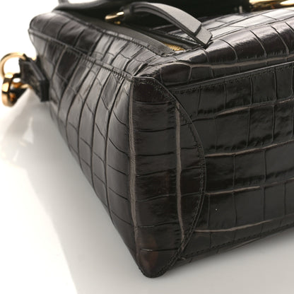 Chloe Calfskin Crocodile Embossed Small Faye Day Shoulder Bag Profound Brown 7 of 8