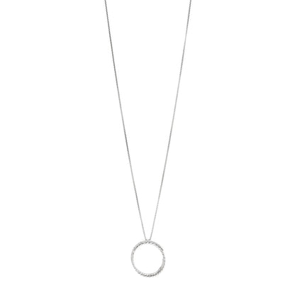David Yurman Sterling Silver 14K White Gold Diamond Crossover Circle Pendant Necklace 1 of 4